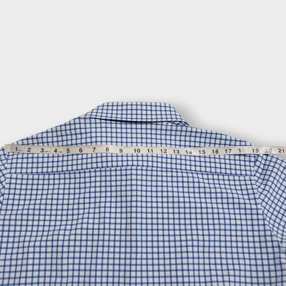 Mizzen + Main Leeward Performance Trim Dress Shirt Blue Orange Gingham Sz Large - Picture 13 of 14